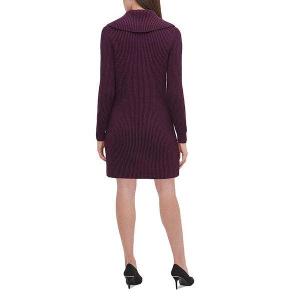 Tommy Hilfiger Aubergine Cable Knit 'Aran Style' Knit Sweater Dress Size S - Picture 2 of 11